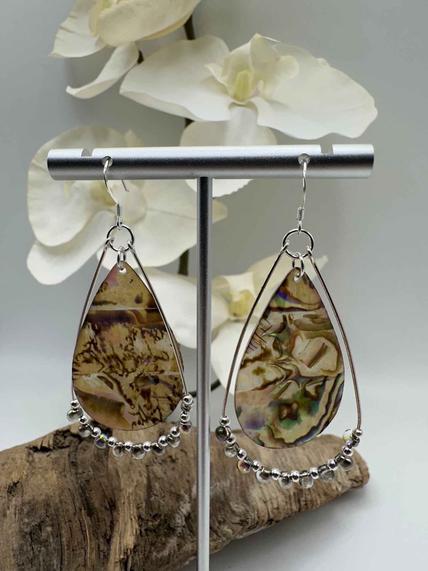 Paua & Rainbow Graphite Crystal Earrings