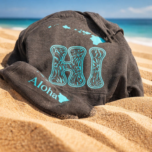 Heather Black Aloha HI Hoodie