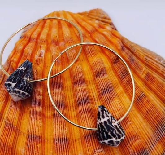 Large Gold Filled Hoops with Hebrew Shells